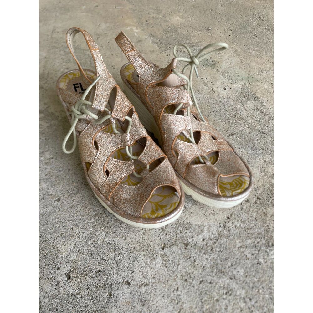 Fly London Yexa lace up metallic wedge shoes EU 37